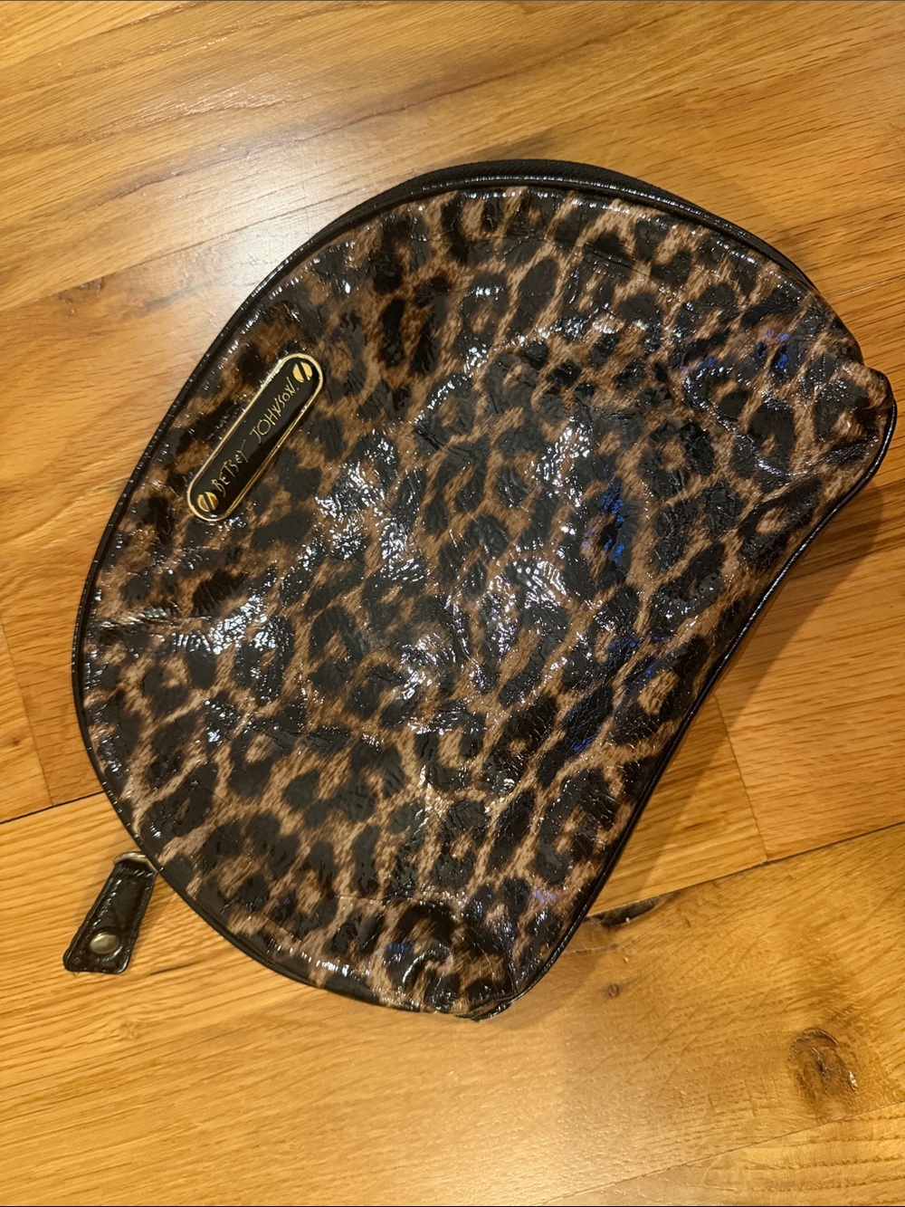 Betsey Johnson Brown and Black Leopard Patent Pouch